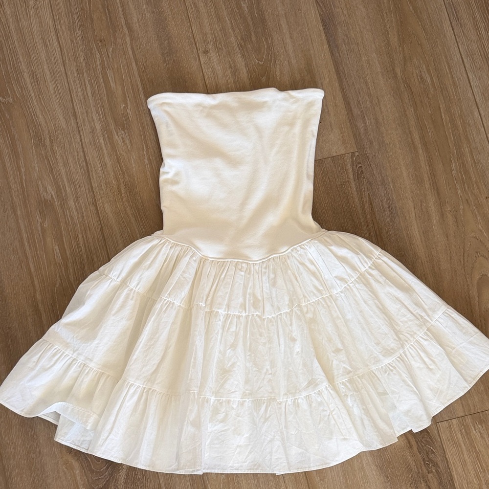 Strapless White Mini Dress - Elegant Tiered Skirt